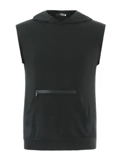 Sale OUKU Men's Tank Top Vest Top Undershirt Sleeveless Hooded Summer Plain Fashion Classic Casual Zipper Pocket Vacation Sport Daily Black Wine Light Grey Top Tee for Men