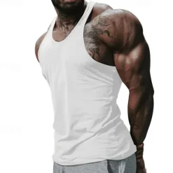 Sale OUKU Men's Tank Top Vest Top Undershirt Sleeveless Shirt Sleeveless Crewneck Summer Plain Fashion Designer Vacation Street Going out Black White Wine Top Tee for Men
