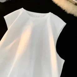 Online OUKU Men's Tank Top Vest Top Undershirt Sleeveless Shirt Sleeveless Crew Neck Summer Plain Fashion Designer Basic Classic Vacation Street Going out Black White Pink Top Tee for Men
