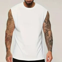Online OUKU Men's Tank Top Vest Top Undershirt Sleeveless Shirt Sleeveless Crew Neck Summer Plain Fashion Designer Basic Classic Vacation Street Going out Black White Pink Top Tee for Men