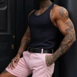 Outlet OUKU Men's Tank Top Vest Top Undershirt Sleeveless Shirt Sleeveless Crewneck Summer Plain Fashion Designer Vacation Street Going out Black White Wine Top Tee for Men