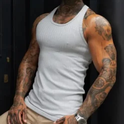 Outlet OUKU Men's Tank Top Vest Top Undershirt Sleeveless Shirt Sleeveless Crewneck Summer Plain Fashion Designer Vacation Street Going out Black White Wine Top Tee for Men