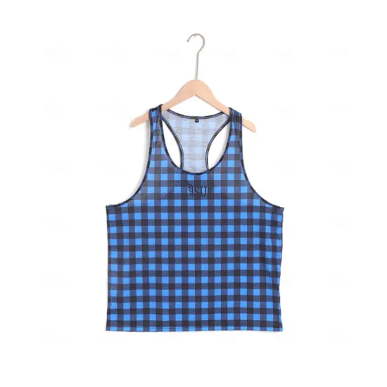 Outlet OUKU Men's Tank Top Vest Top Undershirt Sleeveless Shirt Sleeveless Crew Neck Summer Graphic Plaid Sports Fashion Comfortable Print Street Casual Daily Wine Blue Green Top Tee for Men
