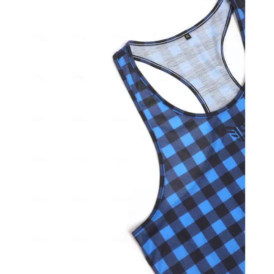 Outlet OUKU Men's Tank Top Vest Top Undershirt Sleeveless Shirt Sleeveless Crew Neck Summer Graphic Plaid Sports Fashion Comfortable Print Street Casual Daily Wine Blue Green Top Tee for Men