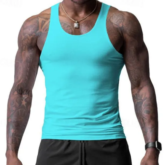 Discount OUKU Men's Tank Top Vest Top Undershirt Sleeveless Shirt Sleeveless Crew Neck Spring & Summer Plain Fashion Designer Basic Vacation Street Going out Black White Wine Top Tee for Men