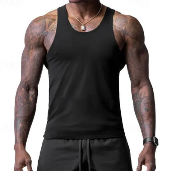 Discount OUKU Men's Tank Top Vest Top Undershirt Sleeveless Shirt Sleeveless Crew Neck Spring & Summer Plain Fashion Designer Basic Vacation Street Going out Black White Wine Top Tee for Men