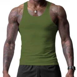 Discount OUKU Men's Tank Top Vest Top Undershirt Sleeveless Shirt Sleeveless Crew Neck Spring & Summer Plain Fashion Designer Basic Vacation Street Going out Black White Wine Top Tee for Men