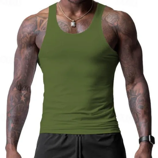 Discount OUKU Men's Tank Top Vest Top Undershirt Sleeveless Shirt Sleeveless Crew Neck Spring & Summer Plain Fashion Designer Basic Vacation Street Going out Black White Wine Top Tee for Men