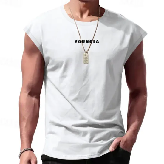 New OUKU Men's Tank Top Vest Top Undershirt Sleeveless Shirt Sleeveless Crew Neck Summer Letter Fashion Designer Basic Print Vacation Street Going out Black White Red Top Tee for Men
