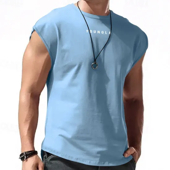 New OUKU Men's Tank Top Vest Top Undershirt Sleeveless Shirt Sleeveless Crew Neck Summer Letter Fashion Designer Basic Print Vacation Street Going out Black White Red Top Tee for Men