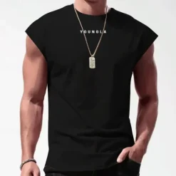 New OUKU Men's Tank Top Vest Top Undershirt Sleeveless Shirt Sleeveless Crew Neck Summer Letter Fashion Designer Basic Print Vacation Street Going out Black White Red Top Tee for Men