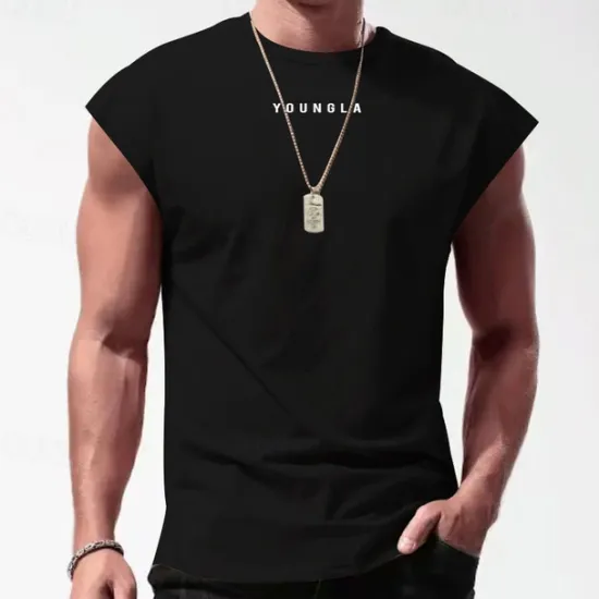 New OUKU Men's Tank Top Vest Top Undershirt Sleeveless Shirt Sleeveless Crew Neck Summer Letter Fashion Designer Basic Print Vacation Street Going out Black White Red Top Tee for Men