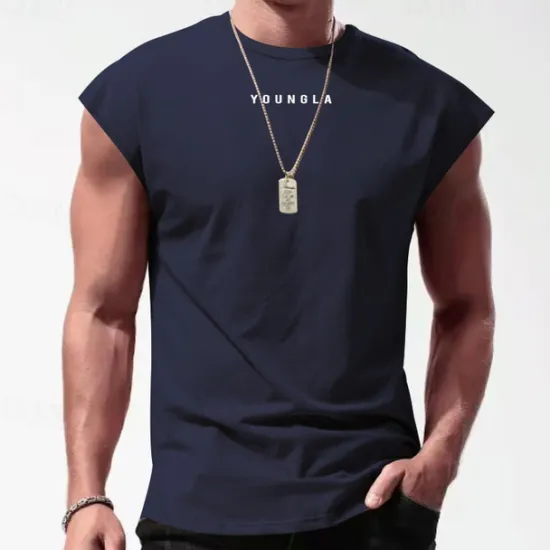 New OUKU Men's Tank Top Vest Top Undershirt Sleeveless Shirt Sleeveless Crew Neck Summer Letter Fashion Designer Basic Print Vacation Street Going out Black White Red Top Tee for Men