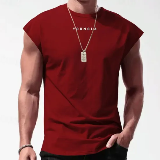 New OUKU Men's Tank Top Vest Top Undershirt Sleeveless Shirt Sleeveless Crew Neck Summer Letter Fashion Designer Basic Print Vacation Street Going out Black White Red Top Tee for Men