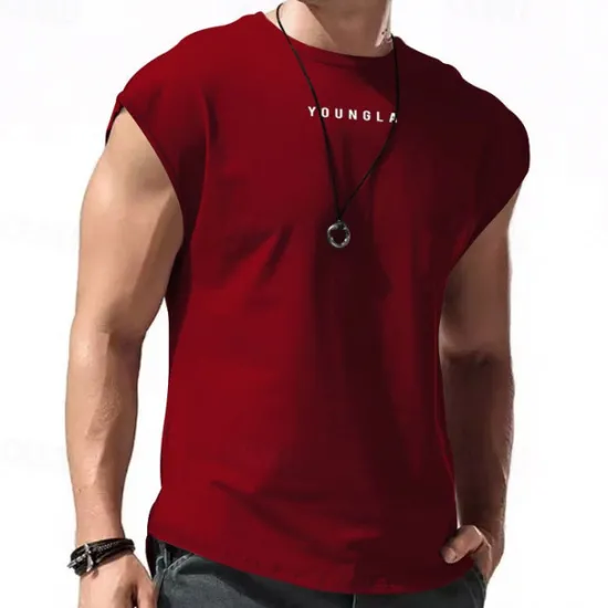 New OUKU Men's Tank Top Vest Top Undershirt Sleeveless Shirt Sleeveless Crew Neck Summer Letter Fashion Designer Basic Print Vacation Street Going out Black White Red Top Tee for Men