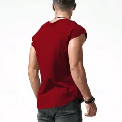 New OUKU Men's Tank Top Vest Top Undershirt Sleeveless Shirt Sleeveless Crew Neck Summer Letter Fashion Designer Basic Print Vacation Street Going out Black White Red Top Tee for Men