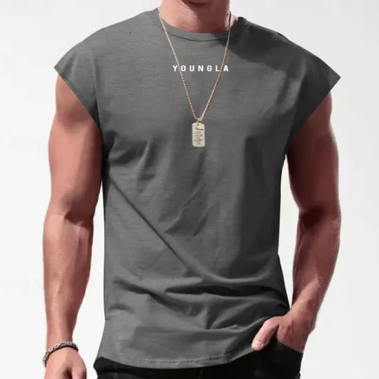 New OUKU Men's Tank Top Vest Top Undershirt Sleeveless Shirt Sleeveless Crew Neck Summer Letter Fashion Designer Basic Print Vacation Street Going out Black White Red Top Tee for Men