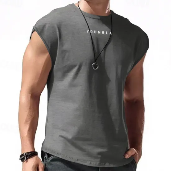 New OUKU Men's Tank Top Vest Top Undershirt Sleeveless Shirt Sleeveless Crew Neck Summer Letter Fashion Designer Basic Print Vacation Street Going out Black White Red Top Tee for Men