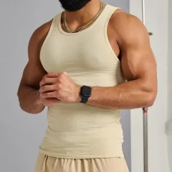 New OUKU Men's Tank Top Vest Top Undershirt Sleeveless Shirt Sleeveless Crew Neck Summer Plain Fashion Designer Basic Quick Dry Vacation Street Going out Light Yellow Black White Top Tee for Men
