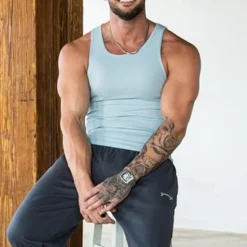 New OUKU Men's Tank Top Vest Top Undershirt Sleeveless Shirt Sleeveless Crew Neck Summer Plain Fashion Designer Basic Quick Dry Vacation Street Going out Light Yellow Black White Top Tee for Men
