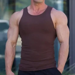 New OUKU Men's Tank Top Vest Top Undershirt Sleeveless Shirt Sleeveless Crew Neck Summer Plain Fashion Designer Basic Quick Dry Vacation Street Going out Light Yellow Black White Top Tee for Men