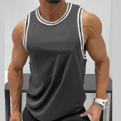 Hot OUKU Men's Tank Top Vest Top Undershirt Sleeveless Shirt Sleeveless Crew Neck Summer Color Block Fashion Designer Muscle Outdoor Going out Gym Wine Blue Green Top Tee for Men