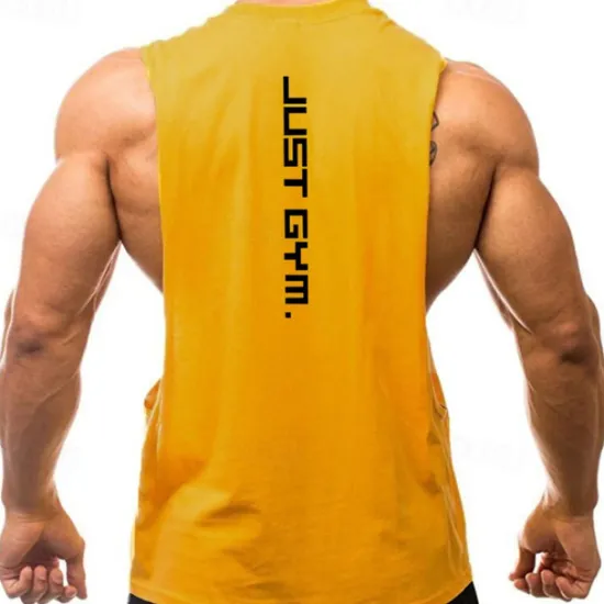 Clearance OUKU Men's Tank Top Vest Top Undershirt Sleeveless Crew Neck Summer Letter Casual Muscle Workout Vacation Sport Daily Black White Yellow Top Tee for Men