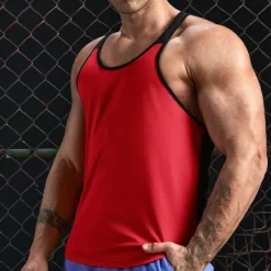 Best OUKU Men's Tank Top Vest Top Undershirt Racer Back Tank Top Sleeveless U Neck Summer Color Block Fashion Daily Sport Vacation Sports & Outdoor Going out White Red Blue Top Tee for Men