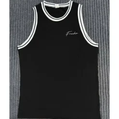 Online OUKU Men's Tank Top Vest Top Undershirt Sleeveless Shirt Sleeveless Crew Neck Summer Stripes Fashion Designer Basic Print Vacation Street Going out Black White Wine Top Tee for Men