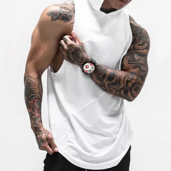 Sale OUKU Men's Tank Top Vest Top Undershirt Sleeveless Shirt Sleeveless Hooded Summer Plain Sports Fashion Lightweight Vacation Casual Holiday Black White Army Green Top Tee for Men