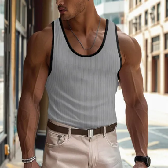 Clearance OUKU Men's Tank Top Vest Top Undershirt Sleeveless Shirt Sleeveless Crew Neck Summer Plain Pit Strip Fashion Designer Muscle Outdoor Going out Gym Black White Pink Top Tee for Men