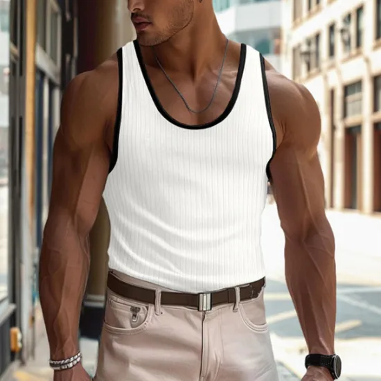 Clearance OUKU Men's Tank Top Vest Top Undershirt Sleeveless Shirt Sleeveless Crew Neck Summer Plain Pit Strip Fashion Designer Muscle Outdoor Going out Gym Black White Pink Top Tee for Men