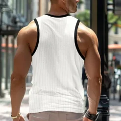 Clearance OUKU Men's Tank Top Vest Top Undershirt Sleeveless Shirt Sleeveless Crew Neck Summer Plain Pit Strip Fashion Designer Muscle Outdoor Going out Gym Black White Pink Top Tee for Men