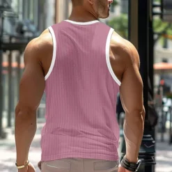 Clearance OUKU Men's Tank Top Vest Top Undershirt Sleeveless Shirt Sleeveless Crew Neck Summer Plain Pit Strip Fashion Designer Muscle Outdoor Going out Gym Black White Pink Top Tee for Men
