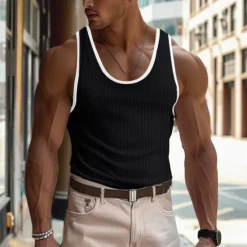 Clearance OUKU Men's Tank Top Vest Top Undershirt Sleeveless Shirt Sleeveless Crew Neck Summer Plain Pit Strip Fashion Designer Muscle Outdoor Going out Gym Black White Pink Top Tee for Men
