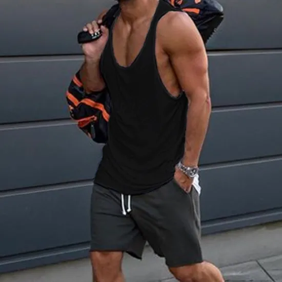 Online OUKU Men's Tank Top Vest Top Undershirt Sleeveless Shirt Sleeveless Crew Neck Summer Solid Color Fashion Casual Comfortable Street Daily Holiday Black White Yellow Top Tee for Men
