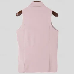 Sale OUKU Men's Tank Top Vest Top Undershirt Sleeveless Shirt Sleeveless Turtleneck Spring & Summer Plain Pit Strip Fashion Designer Basic Vacation Street Going out Light Pink Black White Top Tee for Men