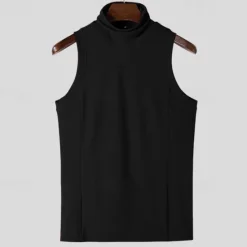 Sale OUKU Men's Tank Top Vest Top Undershirt Sleeveless Shirt Sleeveless Turtleneck Spring & Summer Plain Pit Strip Fashion Designer Basic Vacation Street Going out Light Pink Black White Top Tee for Men