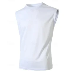 OUKU Men's Tank Top Vest Top Undershirt Sleeveless Shirt Sleeveless Crew Neck Summer Plain Fashion Designer Basic Vacation Street Going out Black White Wine Top Tee for Men