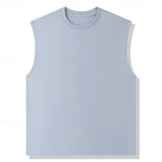 Online OUKU Men's Tank Top Vest Top Undershirt Sleeveless Shirt Sleeveless Crewneck Summer Plain Fashion Designer Vacation Street Going out Black White Khaki Top Tee for Men
