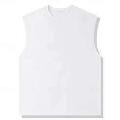 Online OUKU Men's Tank Top Vest Top Undershirt Sleeveless Shirt Sleeveless Crewneck Summer Plain Fashion Designer Vacation Street Going out Black White Khaki Top Tee for Men