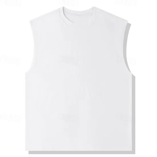 Online OUKU Men's Tank Top Vest Top Undershirt Sleeveless Shirt Sleeveless Crewneck Summer Plain Fashion Designer Vacation Street Going out Black White Khaki Top Tee for Men