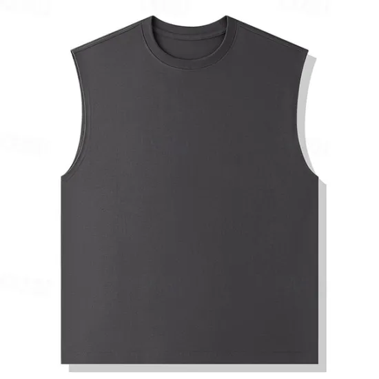 Online OUKU Men's Tank Top Vest Top Undershirt Sleeveless Shirt Sleeveless Crewneck Summer Plain Fashion Designer Vacation Street Going out Black White Khaki Top Tee for Men