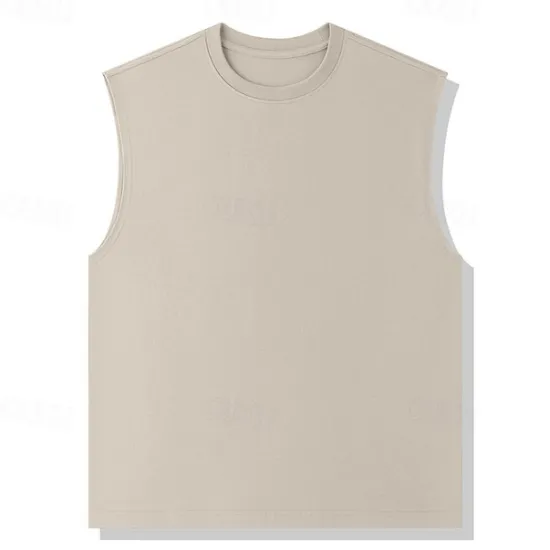 Online OUKU Men's Tank Top Vest Top Undershirt Sleeveless Shirt Sleeveless Crewneck Summer Plain Fashion Designer Vacation Street Going out Black White Khaki Top Tee for Men