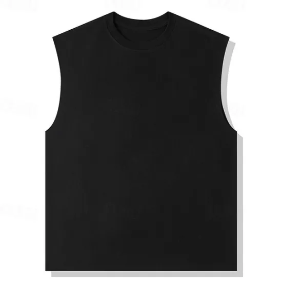 Online OUKU Men's Tank Top Vest Top Undershirt Sleeveless Shirt Sleeveless Crewneck Summer Plain Fashion Designer Vacation Street Going out Black White Khaki Top Tee for Men