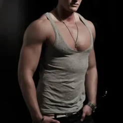 Best OUKU Men's Tank Top Vest Top Undershirt Sleeveless Shirt Solid Color U Neck Street Daily Sleeveless Clothing Apparel Simple Casual Comfortable