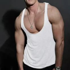 Best OUKU Men's Tank Top Vest Top Undershirt Sleeveless Shirt Solid Color U Neck Street Daily Sleeveless Clothing Apparel Simple Casual Comfortable