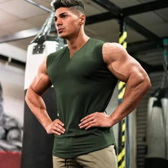 Hot OUKU Men's Tank Top Vest Top Undershirt Sleeveless Shirt Sleeveless V Neck Summer Plain Sports Fashion Lightweight Vacation Casual Holiday Black White Army Green Top Tee for Men