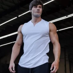 Hot OUKU Men's Tank Top Vest Top Undershirt Sleeveless Shirt Sleeveless V Neck Summer Plain Sports Fashion Lightweight Vacation Casual Holiday Black White Army Green Top Tee for Men