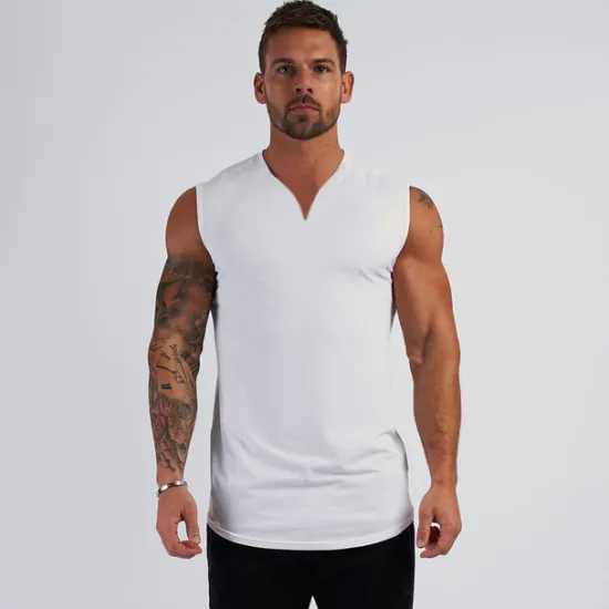 Hot OUKU Men's Tank Top Vest Top Undershirt Sleeveless Shirt Sleeveless V Neck Summer Plain Sports Fashion Lightweight Vacation Casual Holiday Black White Army Green Top Tee for Men